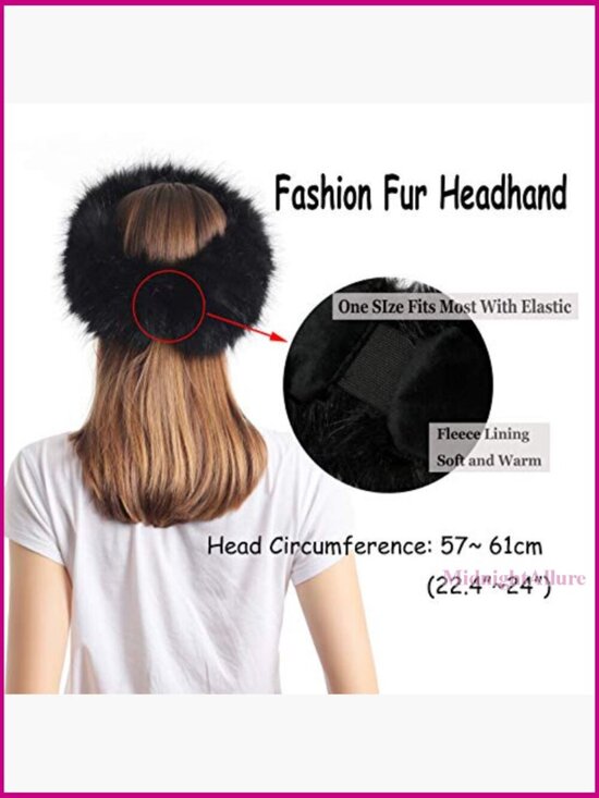 Faux Fur Headband Winter Earwarmer Elastic One Size Fleece Lined main image 4